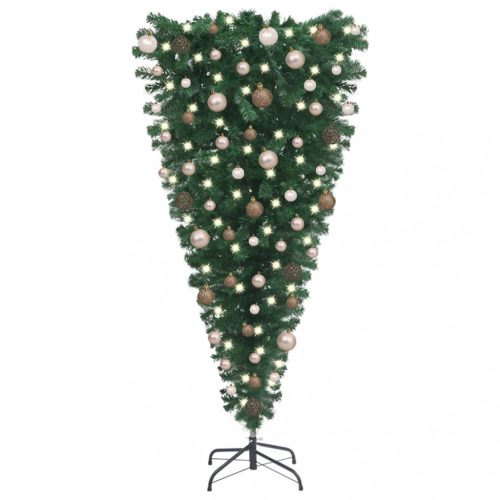 Fordított műkarácsonyfa LED-ekkel és gömbszettel 180 cm