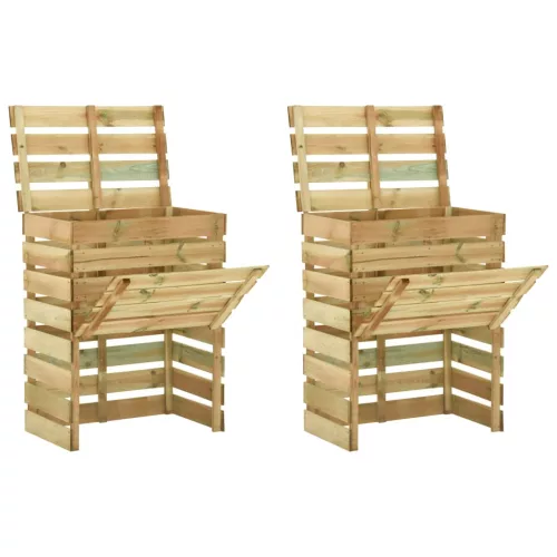 2 db lécezett impregnált fenyőfa kerti komposztáló 80x50x100 cm