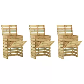   3 db lécezett impregnált fenyőfa kerti komposztáló 80x50x100 cm