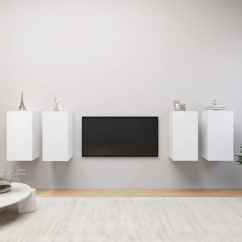 4 db fehér forgácslap TV-szekrény 30,5 x 30 x 60 cm