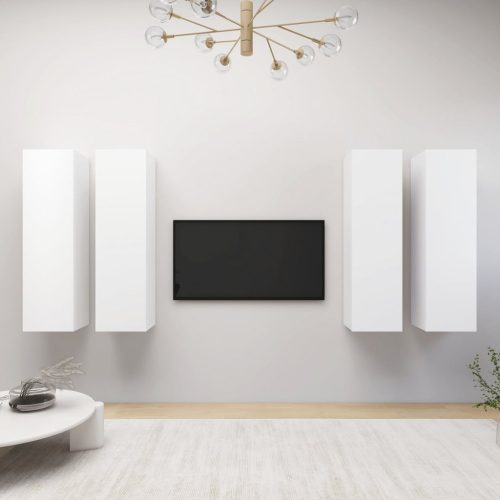 4 db fehér forgácslap TV-szekrény 30,5 x 30 x 110 cm