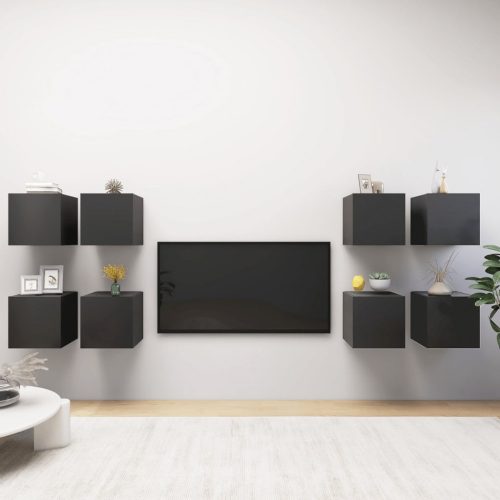 8 db szürke falra szerelhető TV-szekrény 30,5 x 30 x 30 cm
