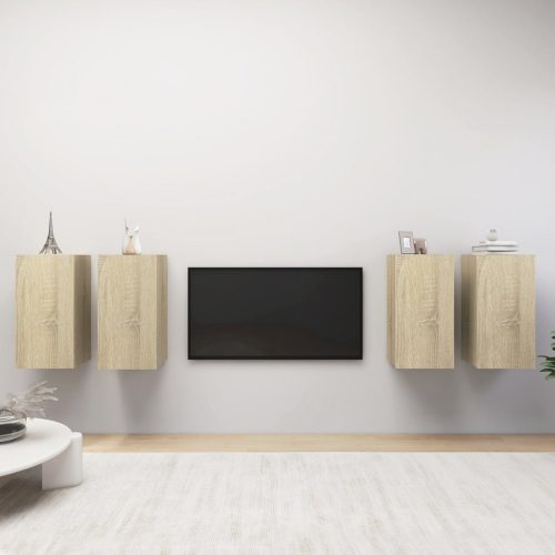 4 db sonoma-tölgyszínű forgácslap TV-szekrény 30,5 x 30 x 60 cm