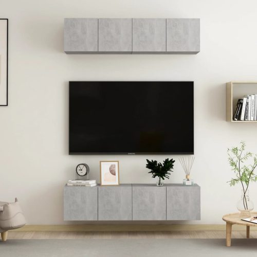 4 db betonszürke forgácslap TV-szekrény 60 x 30 x 30 cm