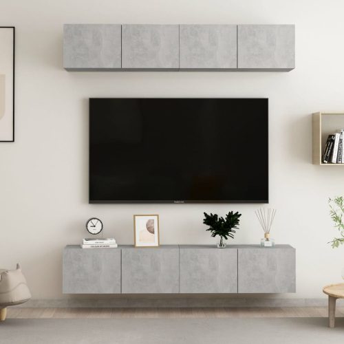 4 db betonszürke forgácslap TV-szekrény 80 x 30 x 30 cm