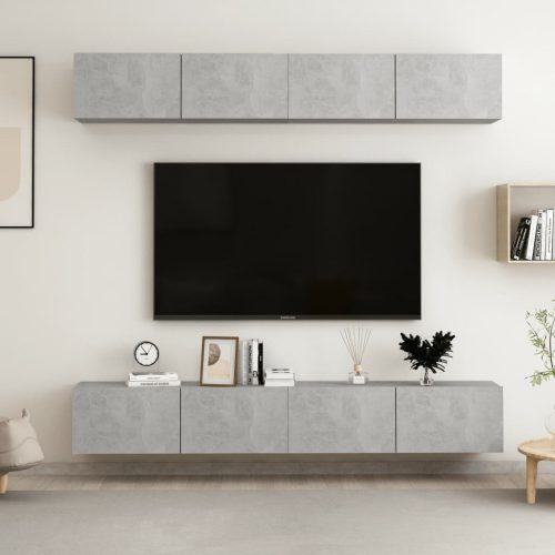 4 db betonszürke forgácslap TV-szekrény 100 x 30 x 30 cm