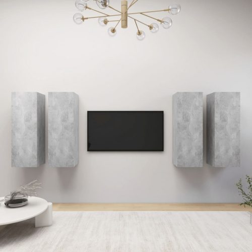 4 db betonszürke forgácslap TV-szekrény 30,5 x 30 x 90 cm