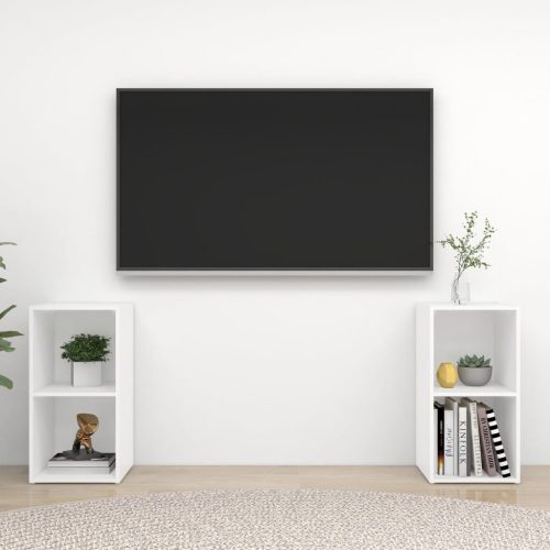 2 db fehér forgácslap TV-szekrény 72 x 35 x 36,5 cm