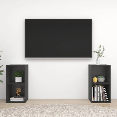 2 db szürke forgácslap TV-szekrény 72 x 35 x 36,5 cm