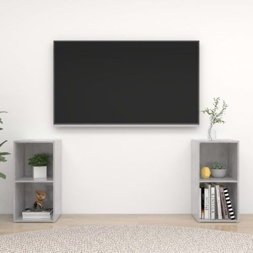 2 db betonszürke forgácslap TV-szekrény 72 x 35 x 36,5 cm