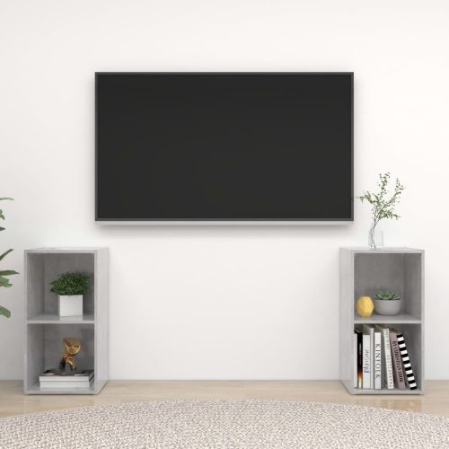  2 db betonszürke forgácslap TV-szekrény 72 x 35 x 36,5 cm