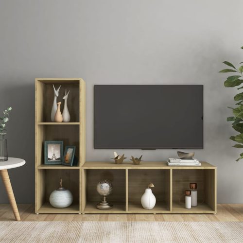 2 db sonoma tölgy színű szerelt fa TV-szekrény 107 x 35 x 37 cm