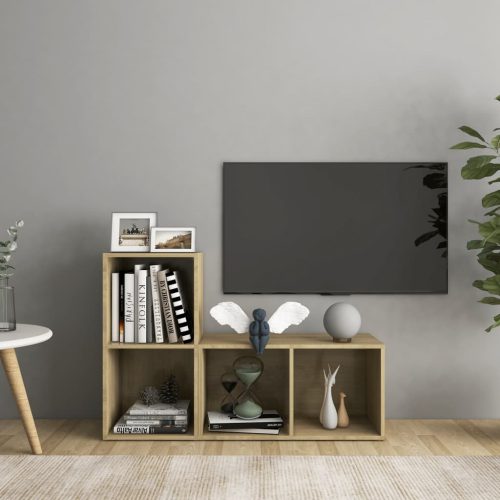 2 db sonoma-tölgyszínű forgácslap TV-szekrény 72 x 35 x 36,5 cm