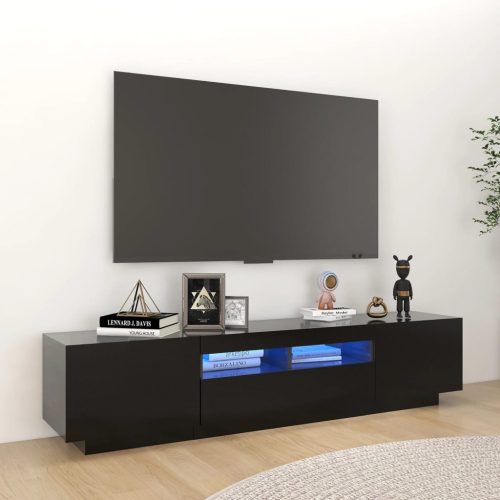 Fekete TV-szekrény LED-lámpákkal 180 x 35 x 40 cm