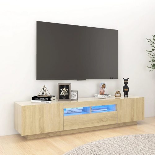 sonoma-tölgy színű TV-szekrény LED-lámpákkal 180 x 35 x 40 cm