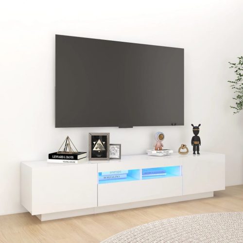 Magasfényű fehér TV-szekrény LED-lámpákkal 180 x 35 x 40 cm