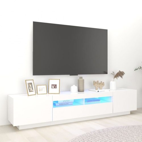 Fehér TV-szekrény LED-lámpákkal 200 x 35 x 40 cm