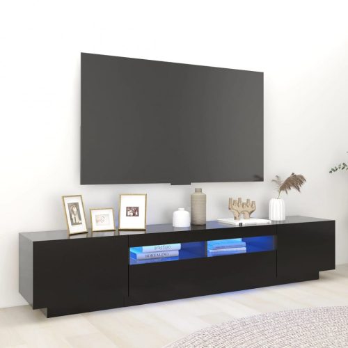 Fekete TV-szekrény LED-lámpákkal 200 x 35 x 40 cm