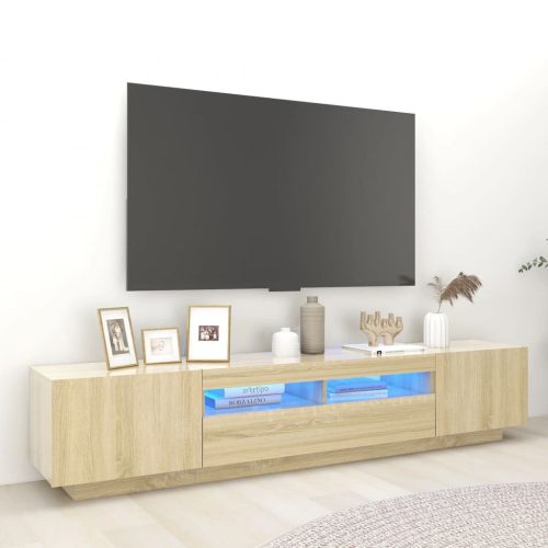 Sonoma-tölgy színű TV-szekrény LED-lámpákkal 200 x 35 x 40 cm
