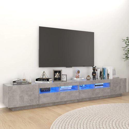  betonszürke TV-szekrény LED-lámpákkal 260 x 35 x 40 cm