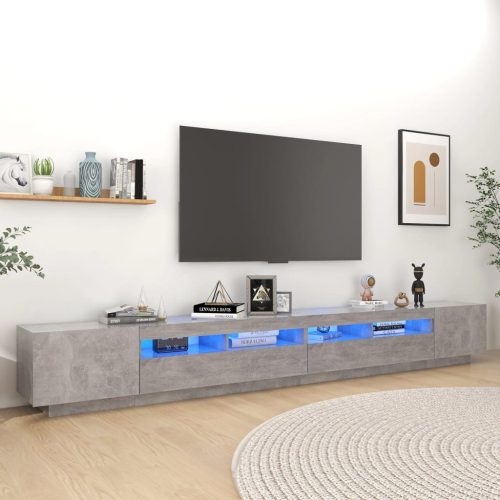  betonszürke TV-szekrény LED-lámpákkal 300 x 35 x 40 cm