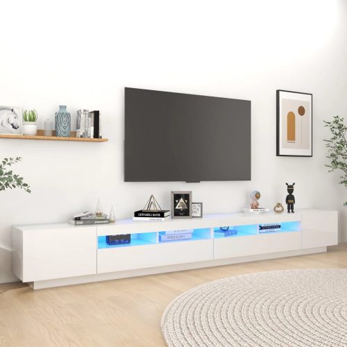Magasfényű fehér TV-szekrény LED-lámpákkal 300 x 35 x 40 cm
