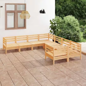 8 részes tömör fenyőfa kerti bútorgarnitúra