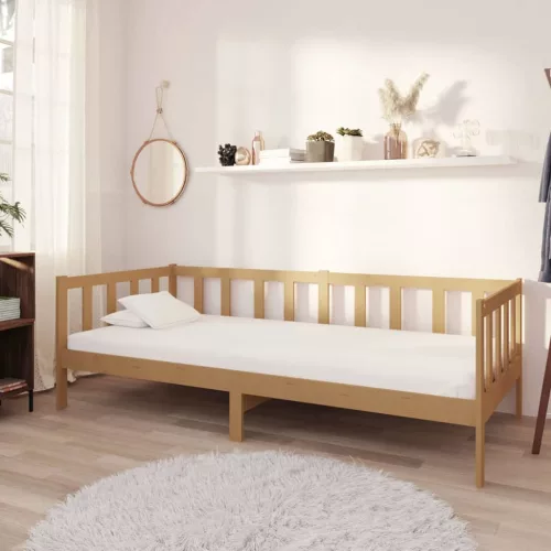 mézbarna tömör fenyőfa dívány matraccal 90 x 200 cm