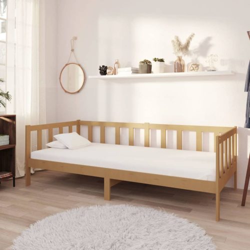 mézbarna tömör fenyőfa dívány matraccal 90 x 200 cm