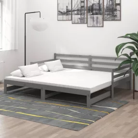   vidaXL szürke tömör fenyőfa kihúzható kanapéágy 2 x (90 x 200) cm