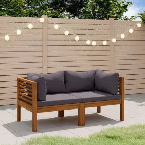 2 személyes tömör akácfa kerti kanapé párnával