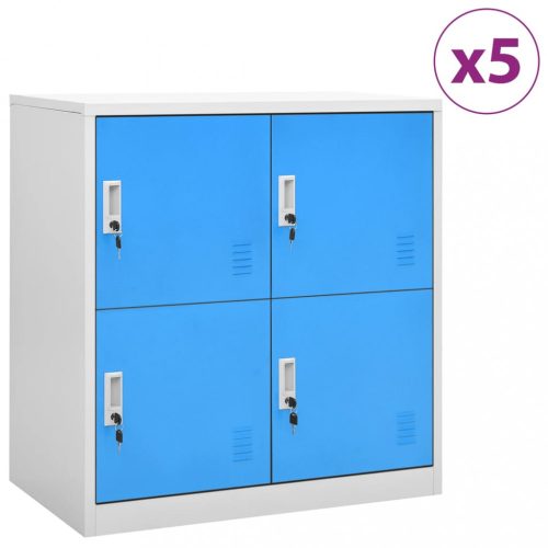 5 db világosszürke-kék acél zárható szekrény 90 x 45 x 92,5 cm
