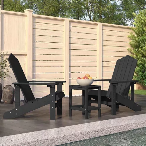Antracitszürke HDPE kerti adirondack székek asztallal
