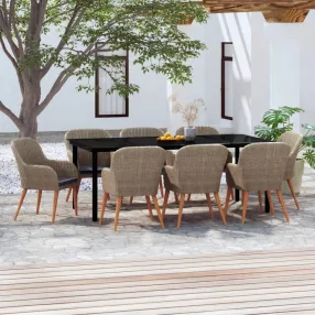 9 részes barna kerti étkezőgarnitúra párnákkal