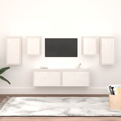 6 darab fehér tömör fenyőfa TV-szekrény
