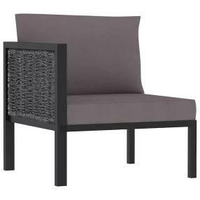   Antracitszürke polyrattan sarokkanapé-elem jobb oldali karfával
