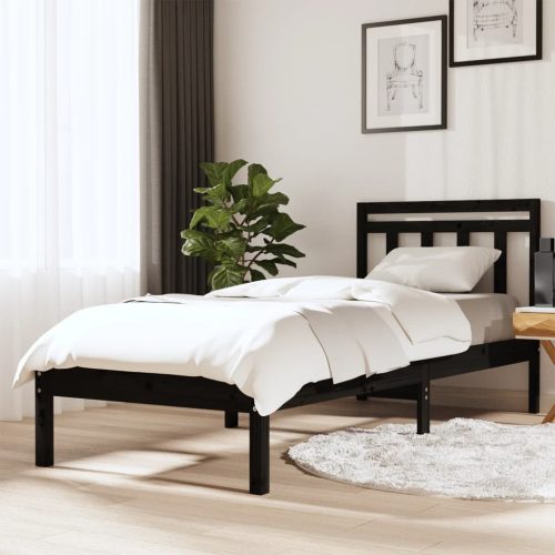 fekete tömör fa ágykeret 75 x 190 cm (Small Single)