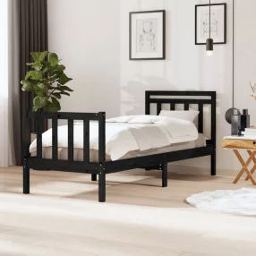   vidaXL fekete tömör fa ágykeret 75 x 190 cm (Small Single)