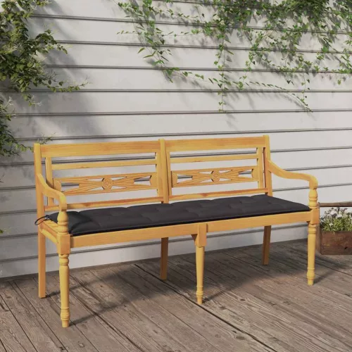 Tömör tíkfa Batavia pad antracitszürke párnával 150 cm
