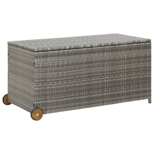  világosszürke polyrattan kerti tárolóláda 120 x 65 x 61 cm