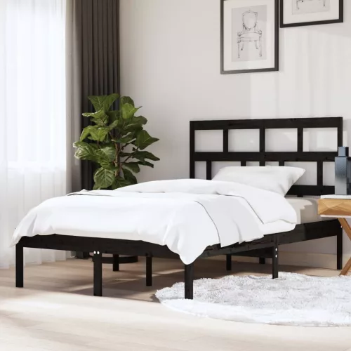 fekete tömör fa ágykeret 150 x 200 cm (King Size)