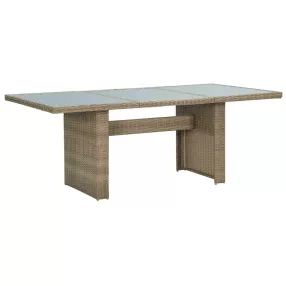  Barna üveg és polyrattan kerti étkezőasztal 200 x 100 x 74 cm