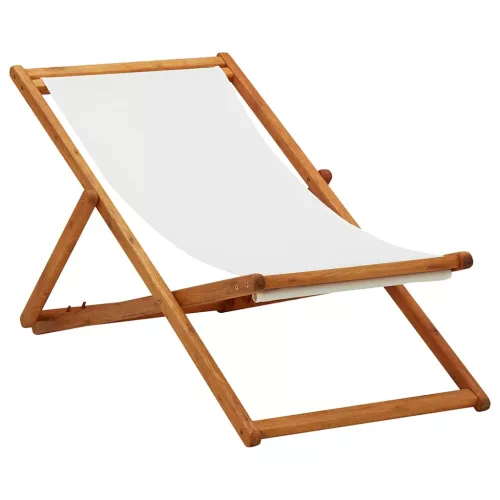 Összecsukható szék, eukaliptuszfa és szövet, krémfehér