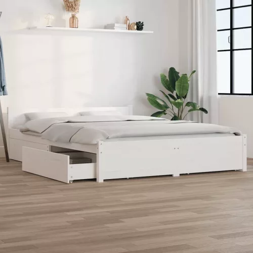 vidaXL fehér ágykeret fiókokkal 135 x 190 cm (Double)