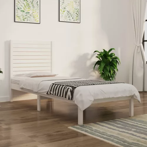 vidaXL Single fehér tömör fa ágykeret 90 x 190 cm