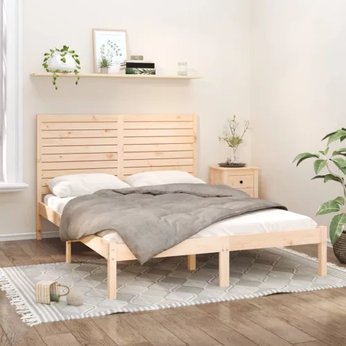 King Size tömör fa ágykeret 150 x 200 cm