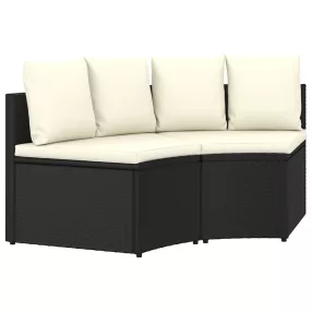   2 részes fekete polyrattan kerti ülőgarnitúra párnákkal