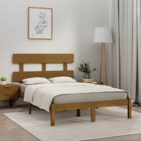 mézbarna tömör fa ágykeret 200 x 200 cm