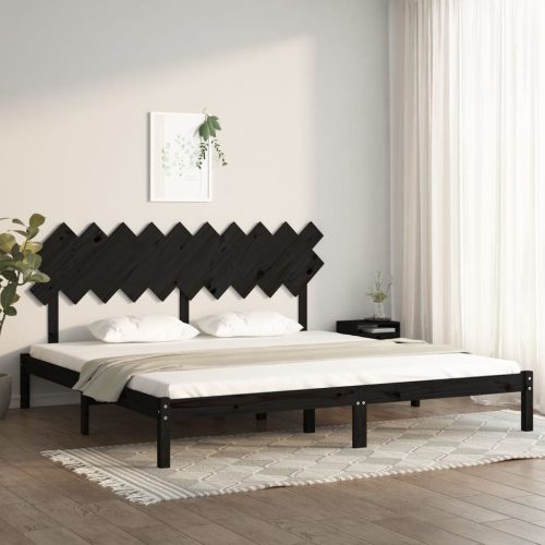 fekete tömör fa ágykeret 200 x 200 cm