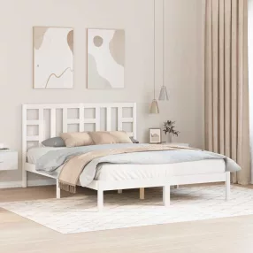 vidaXL King Size fehér tömör fa ágykeret 150 x 200 cm